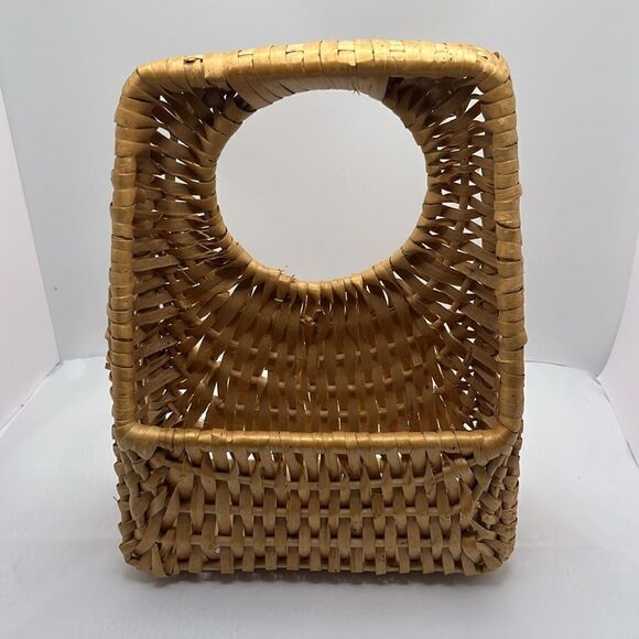 Farmhouse Woven Door Knob Irregular Basket with Faux Fall Autumn Flowers - Picture 8 of 13